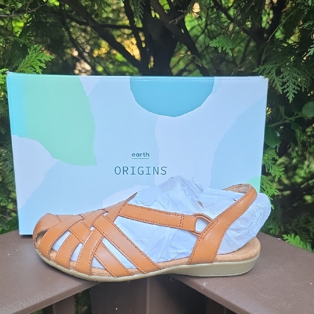 Earth Origins Brown Strappy Sandals (Narrow Width)